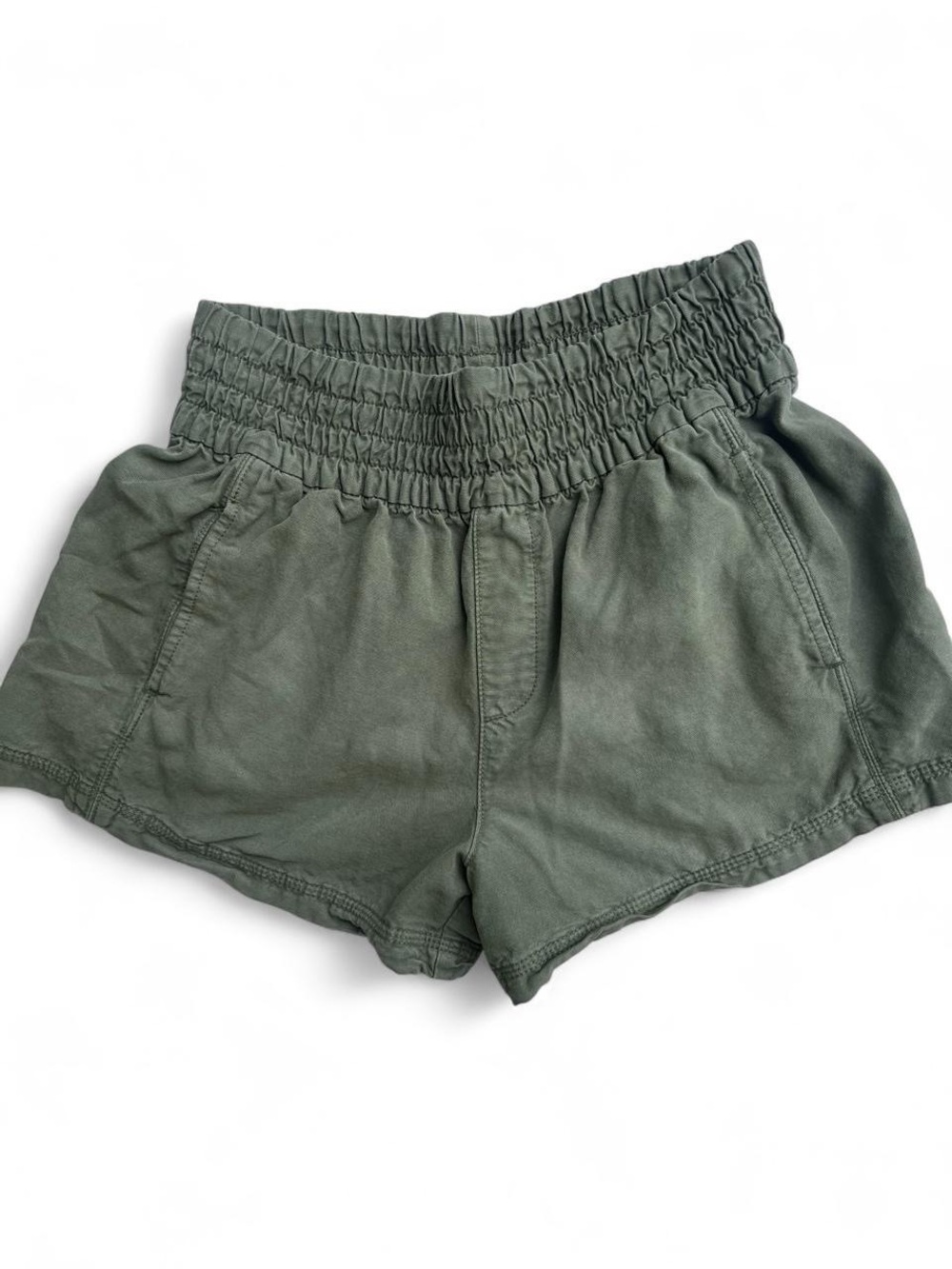 Aerie Mini Shorts - Utility olive green smocked shorts Wide Waistband - Small
